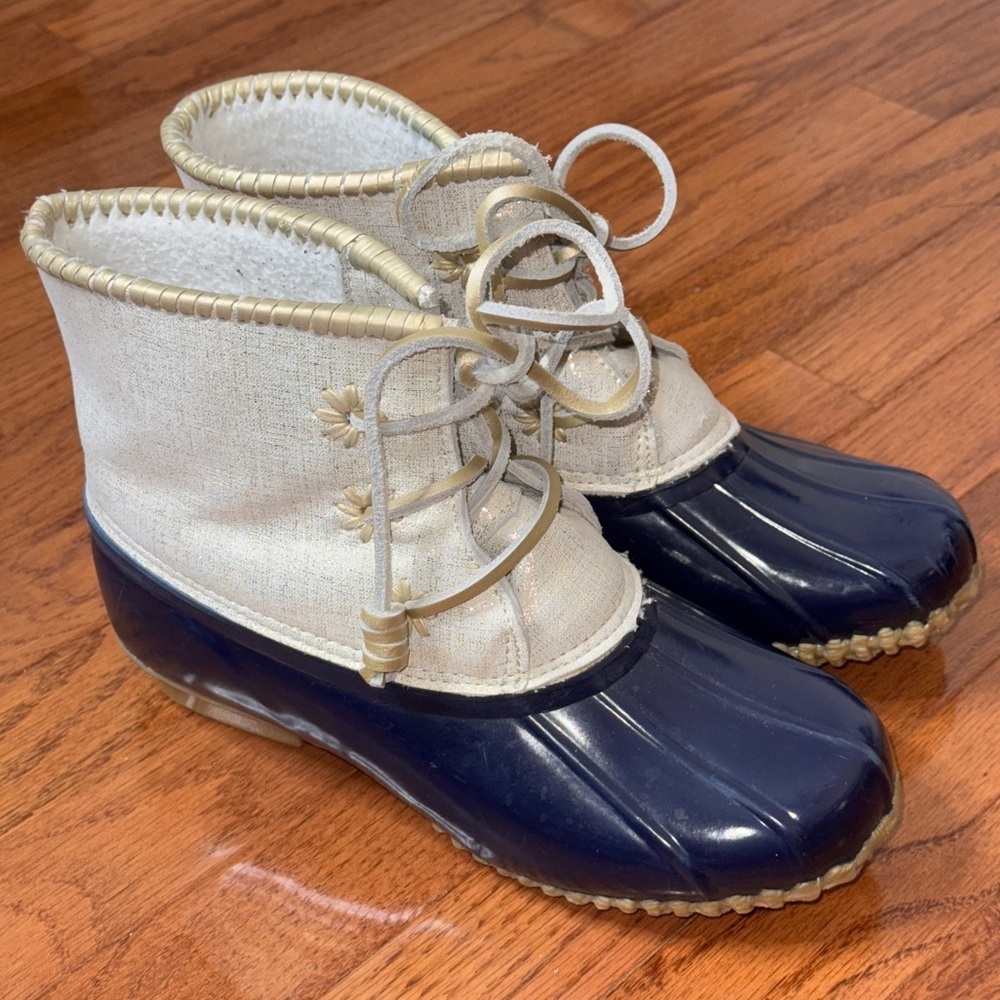 Jack Rogers Size 8 Chloe Duck Boots Navy Ivory